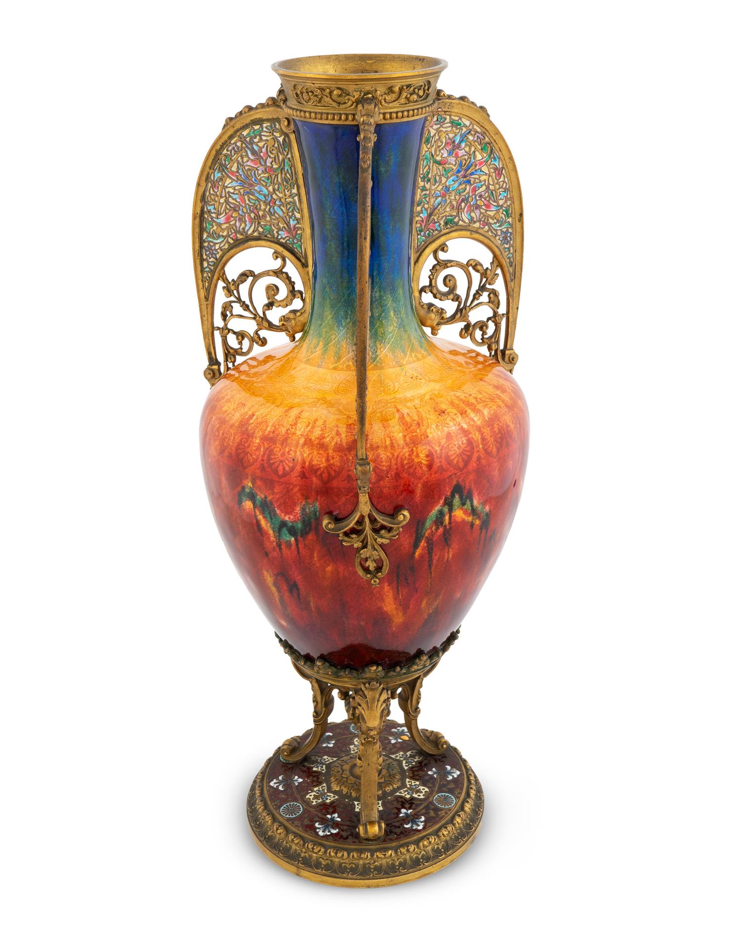 A Limoges Gilt-Bronze, Plique a Jour, Champleve and Translucent Enamel Vase — LAST QUARTER 19TH CENTURY