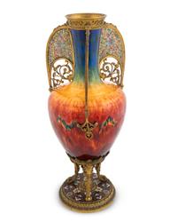 A Limoges Gilt-Bronze, Plique a Jour, Champleve and Translucent Enamel Vase — LAST QUARTER 19TH CENTURY