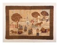 A Village and Chapel Hooked Rug