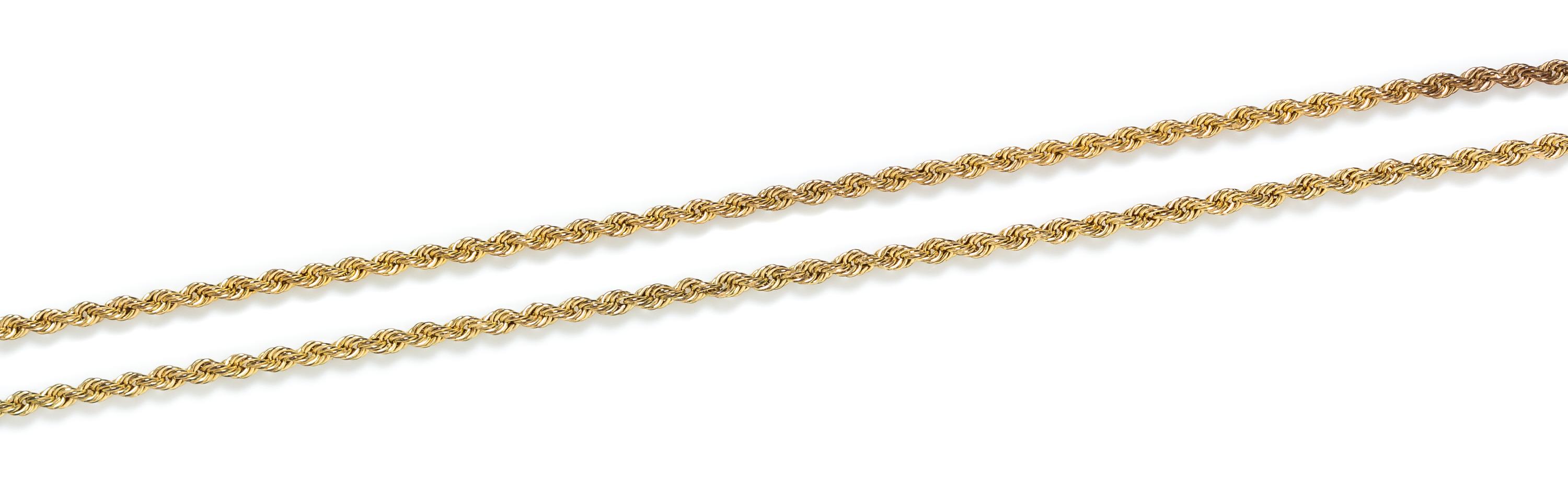 A Yellow Gold Rope Chain Necklace, 20.70 dwts.