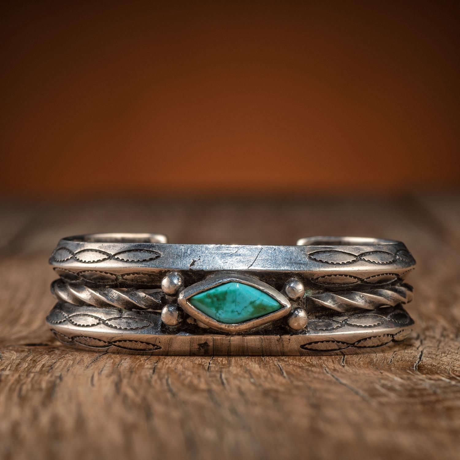 Navajo Silver and Turquoise Cuff Bracelet