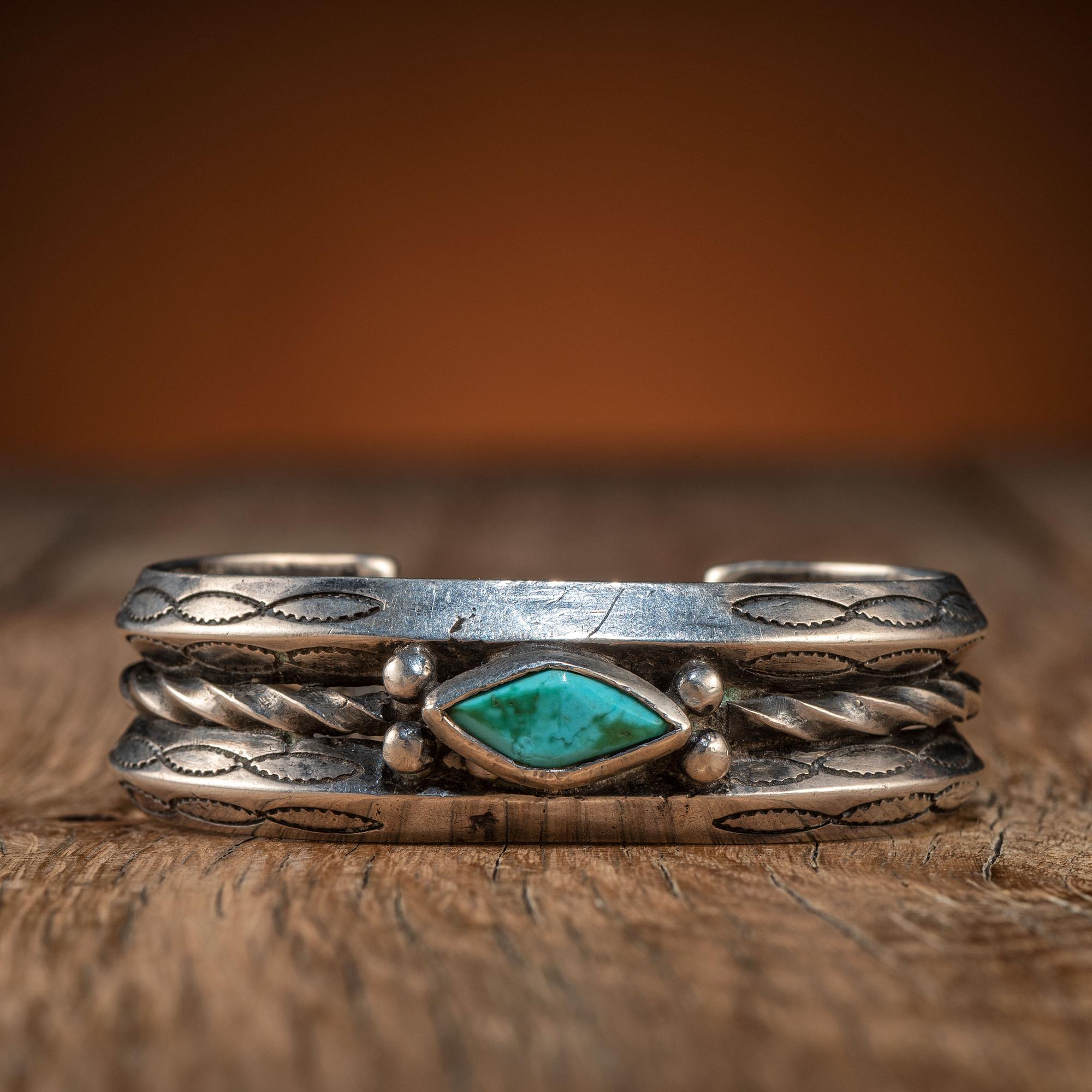 Navajo Silver and Turquoise Cuff Bracelet