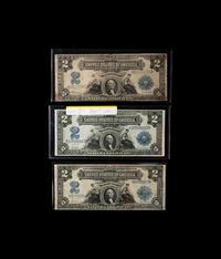 A Group of Three Series 1899 $2 Silver Certificates