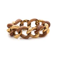 SEAMAN SCHEPPS, YELLOW GOLD AND WOOD BRACELET