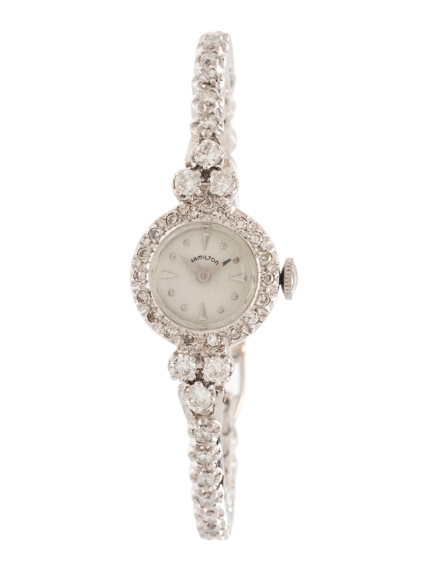 HAMILTON, 14K WHITE GOLD AND DIAMOND WRISTWATCH