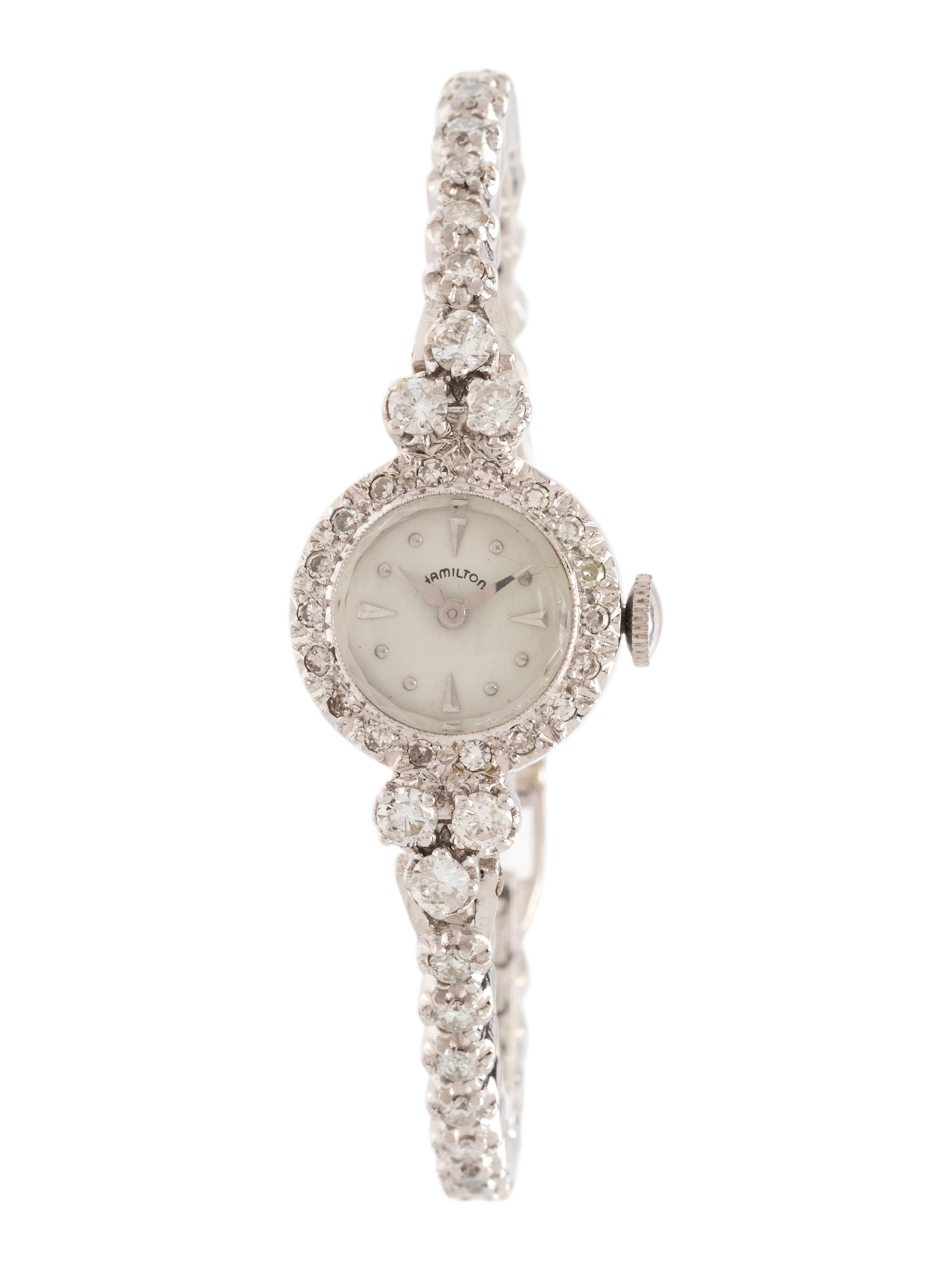 HAMILTON, 14K WHITE GOLD AND DIAMOND WRISTWATCH
