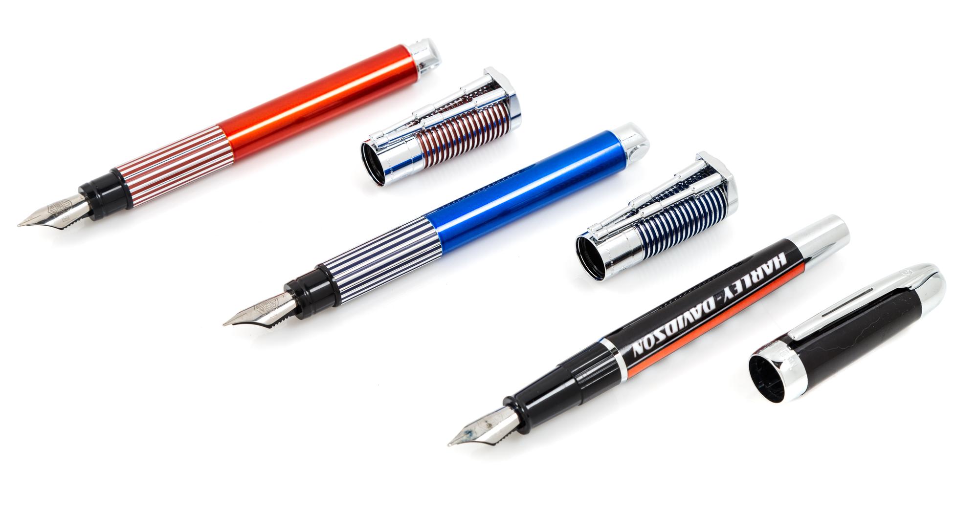 A Group of Three Waterman Harley Davidson Special Edition Fountain Pens