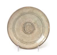 A Korean White Slip Decorated Celadon Glazed Porcelain Plate