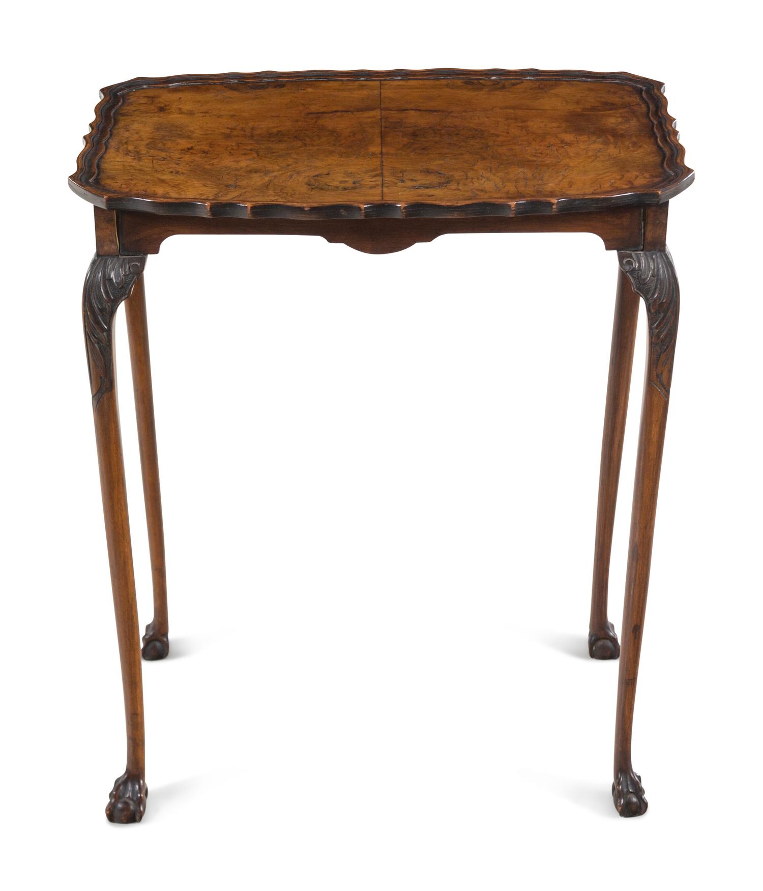 A Pair of George II Style Walnut Tray-Top Tea Tables