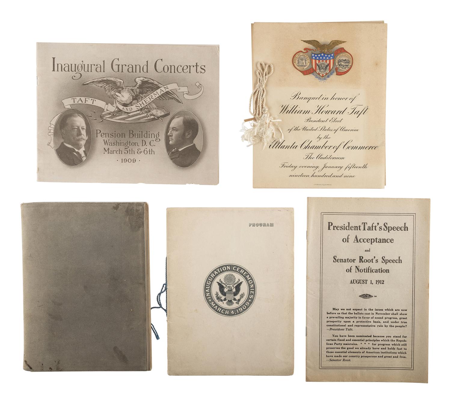 [TAFT, William H. (1857-1930)]. A large group of campaign, inaugural, and presidential ephemera.