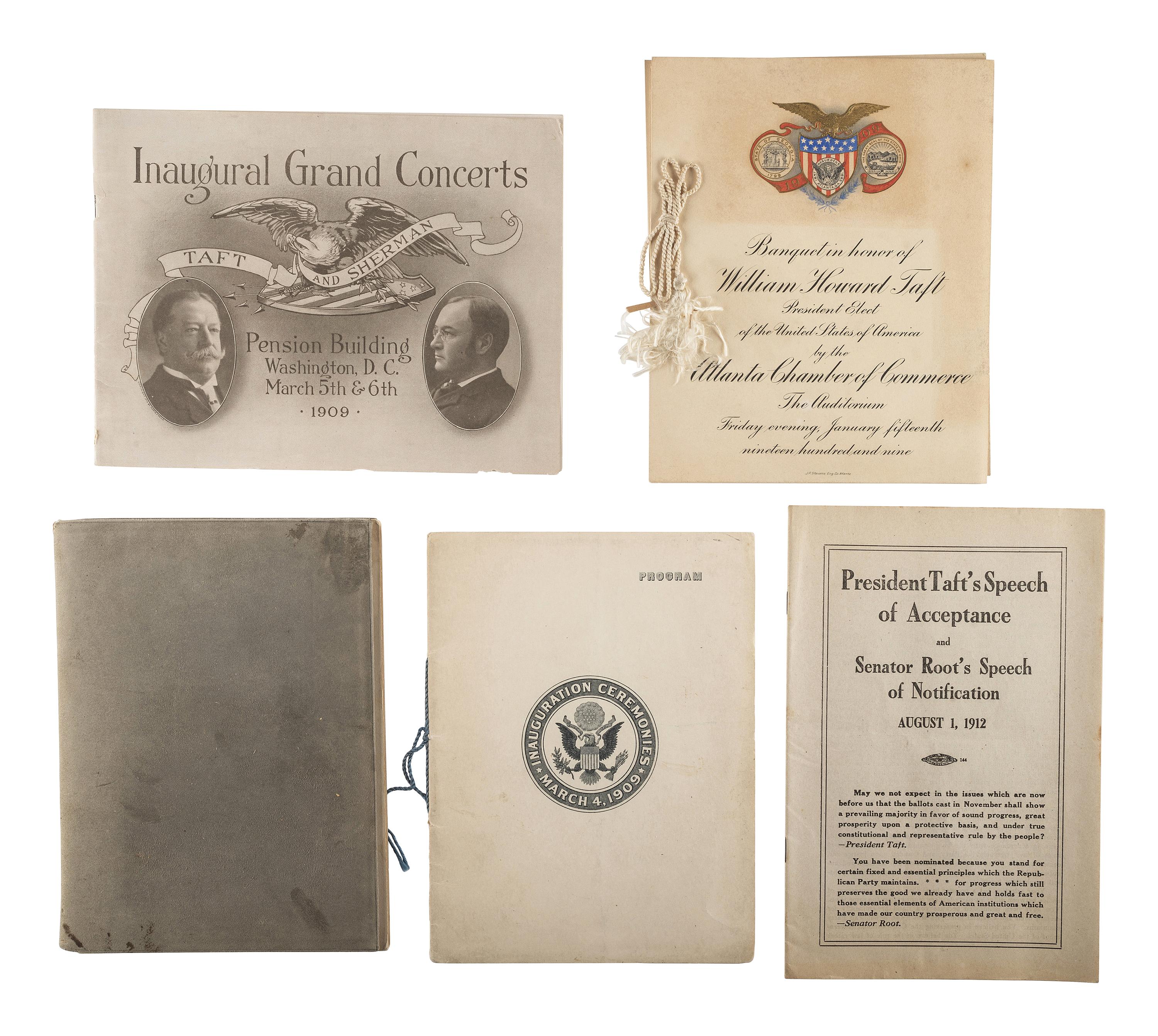 [TAFT, William H. (1857-1930)]. A large group of campaign, inaugural, and presidential ephemera.