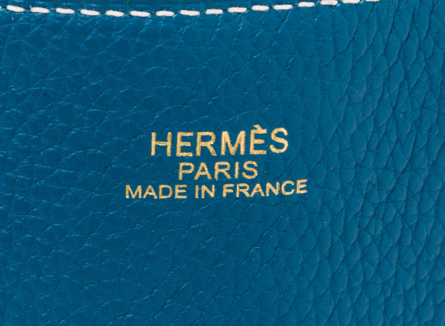 An Hermes Malachite/Bleu Izmir 45cm Taurillon Clemence Double Sens Tote, 17.5" x 15.5" x 5".