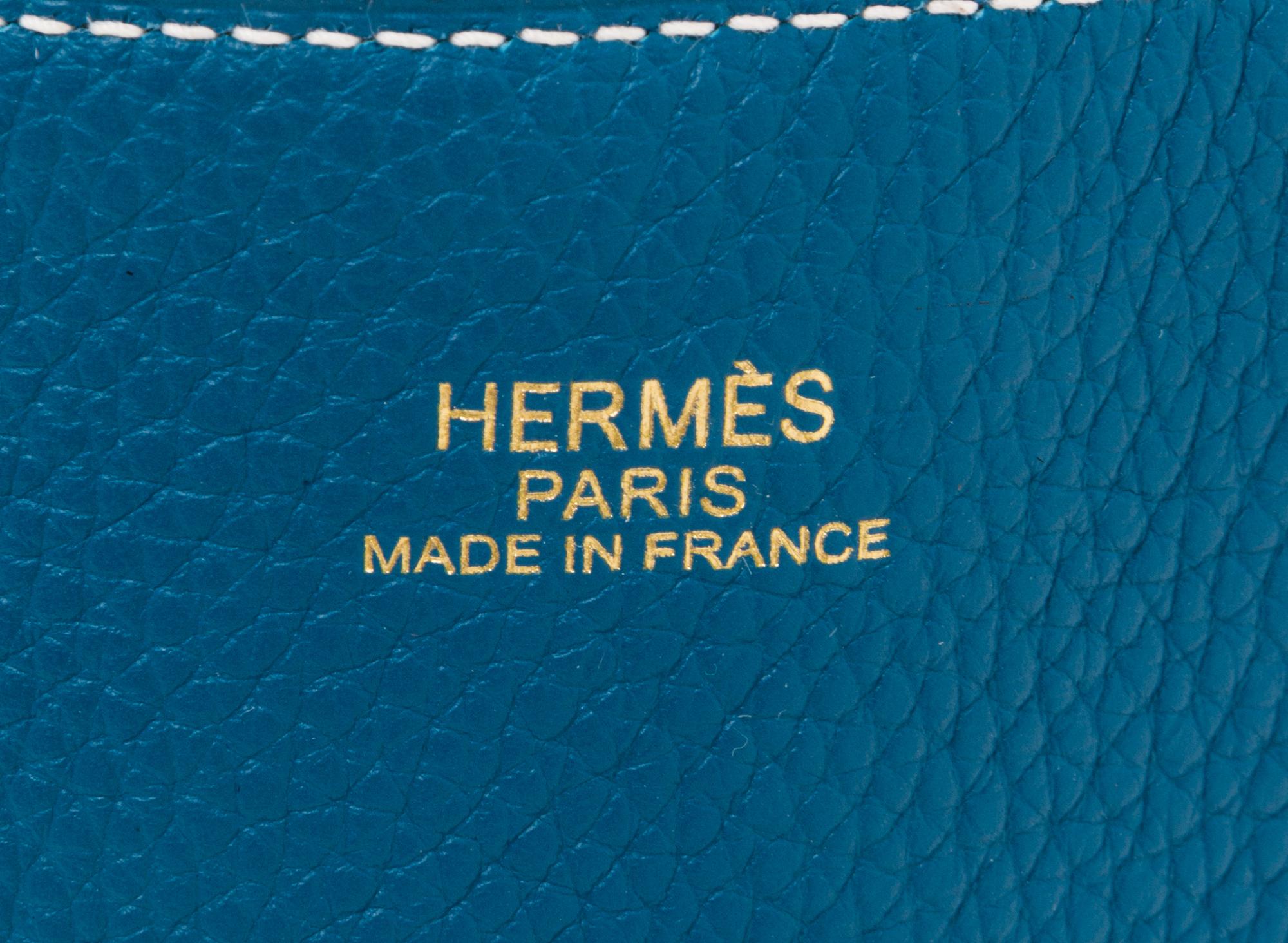 An Hermes Malachite/Bleu Izmir 45cm Taurillon Clemence Double Sens Tote, 17.5" x 15.5" x 5".
