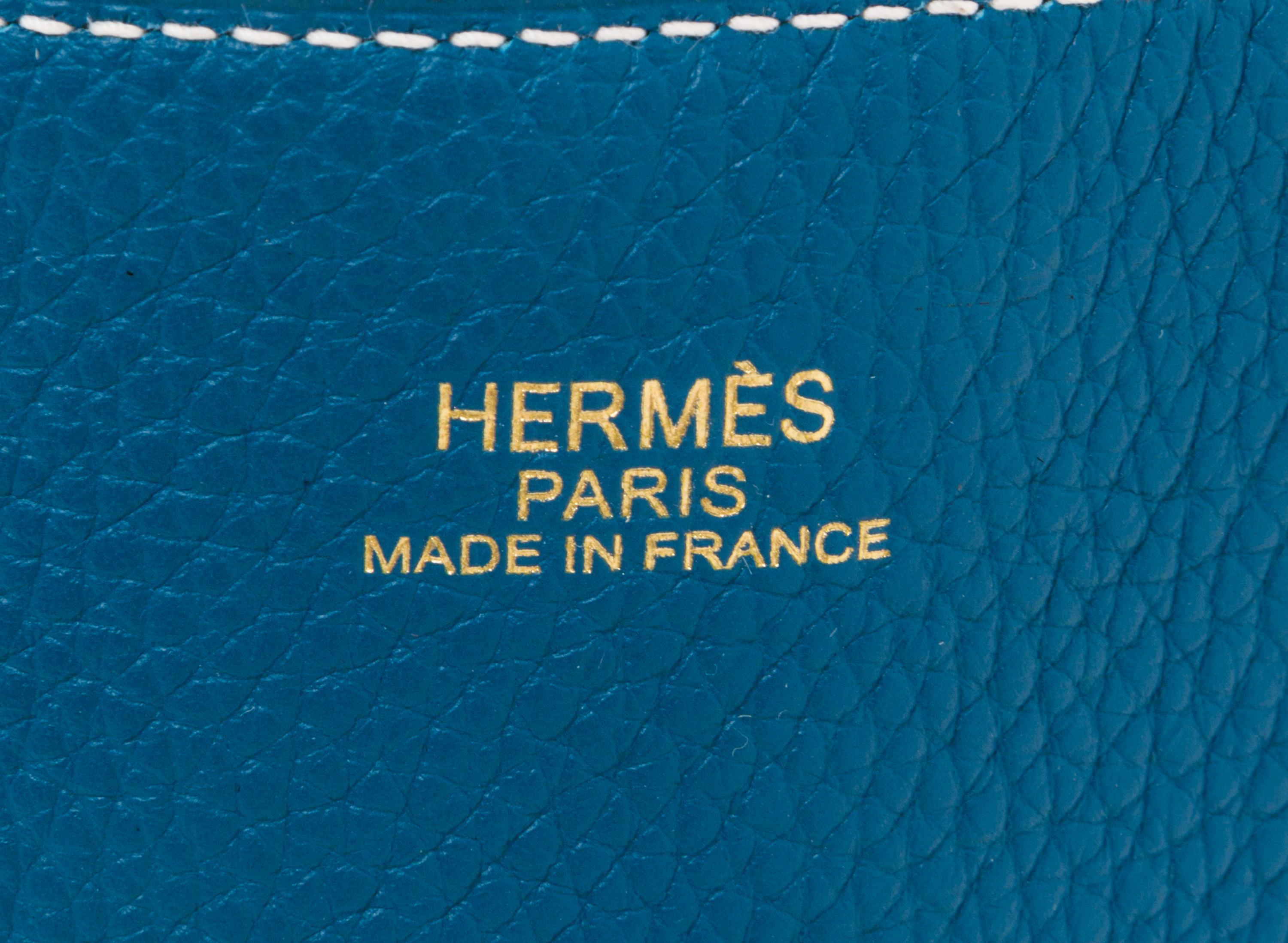 An Hermes Malachite/Bleu Izmir 45cm Taurillon Clemence Double Sens Tote, 17.5" x 15.5" x 5".