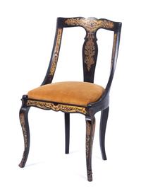 A Louis XV Style Boulle Bureau de Dame and Chair Height 65 x width 32 x depth 21 inches. — 19TH/20TH CENTURY