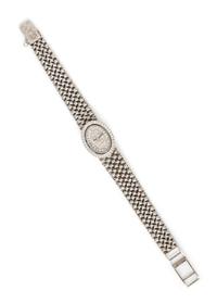 A 14 Karat White Gold and Diamond Wristwatch, Omega, 27.30 dwts.
