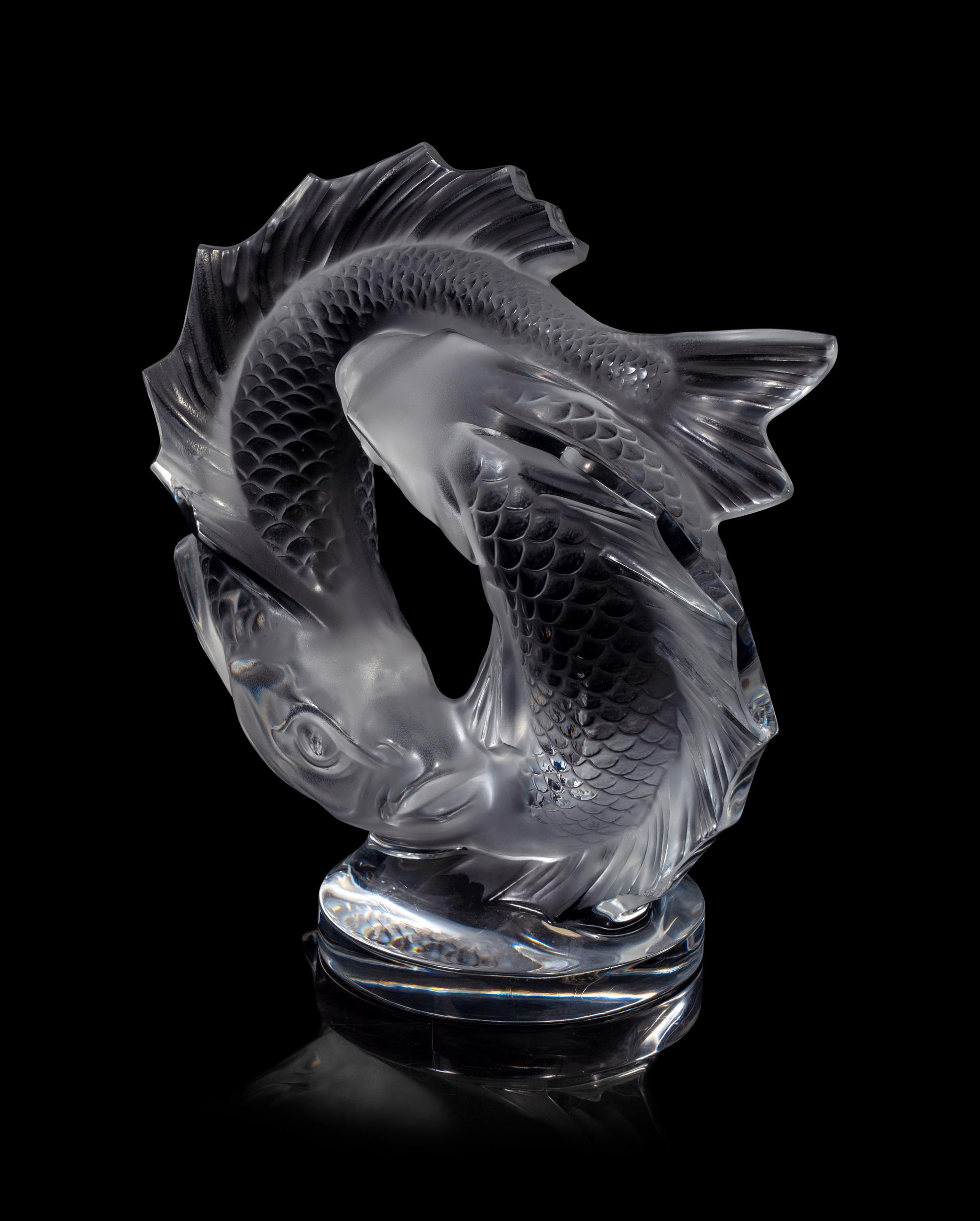 A Lalique Deux Poissons Sculpture