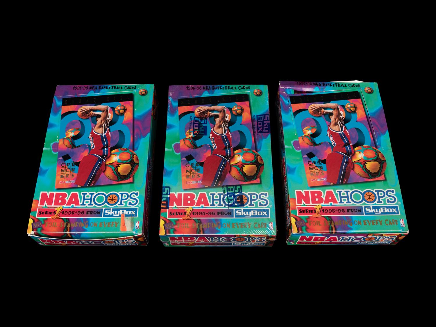 A Group of Three Retail Boxes of 1995-96 NBA Hoops Series One Basketball Cards