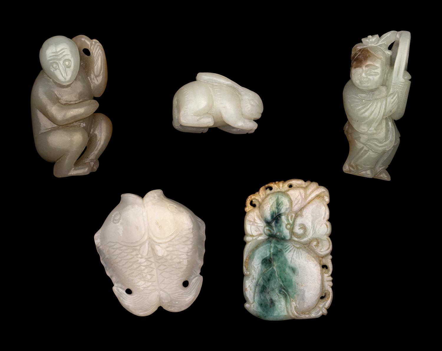 Five Chinese Jade and Jadeite Carvings