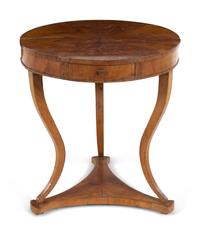 A Biedermeier Star-Inlaid Fruitwood Side Table