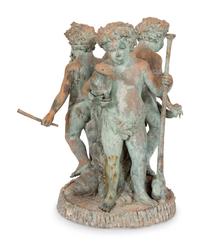 A Large Continental Patinated Bronze Putti Fountain