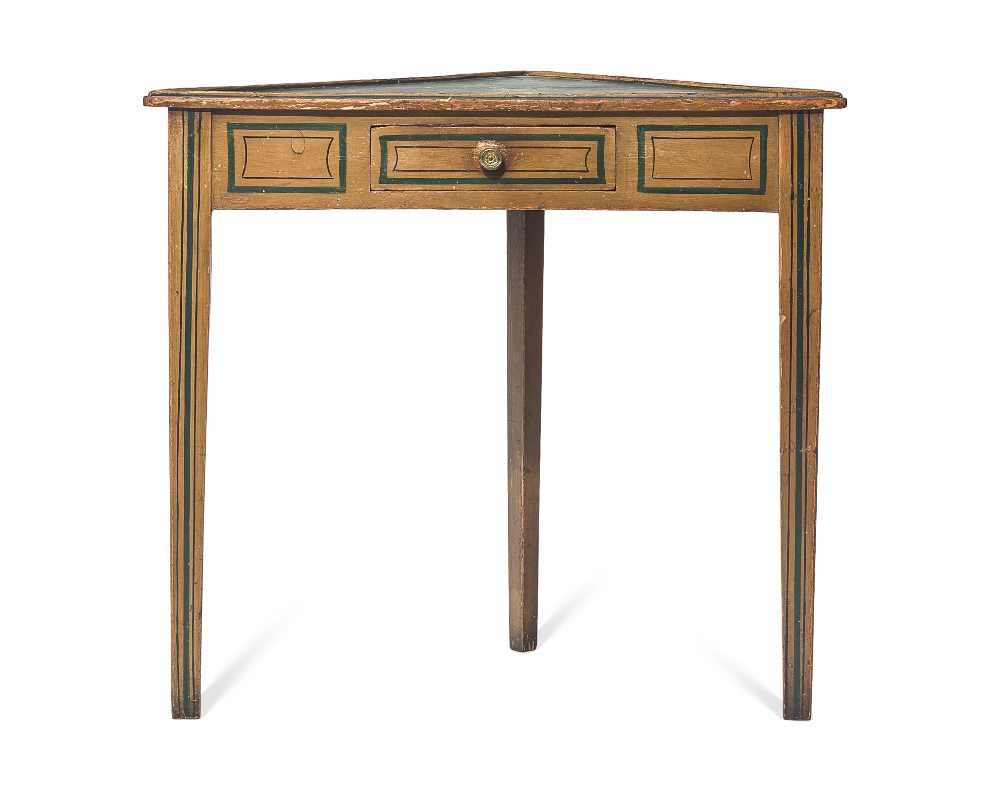 A Late Federal Paint-Decorated and Marbleized Corner Stand, Circa 1820-1830