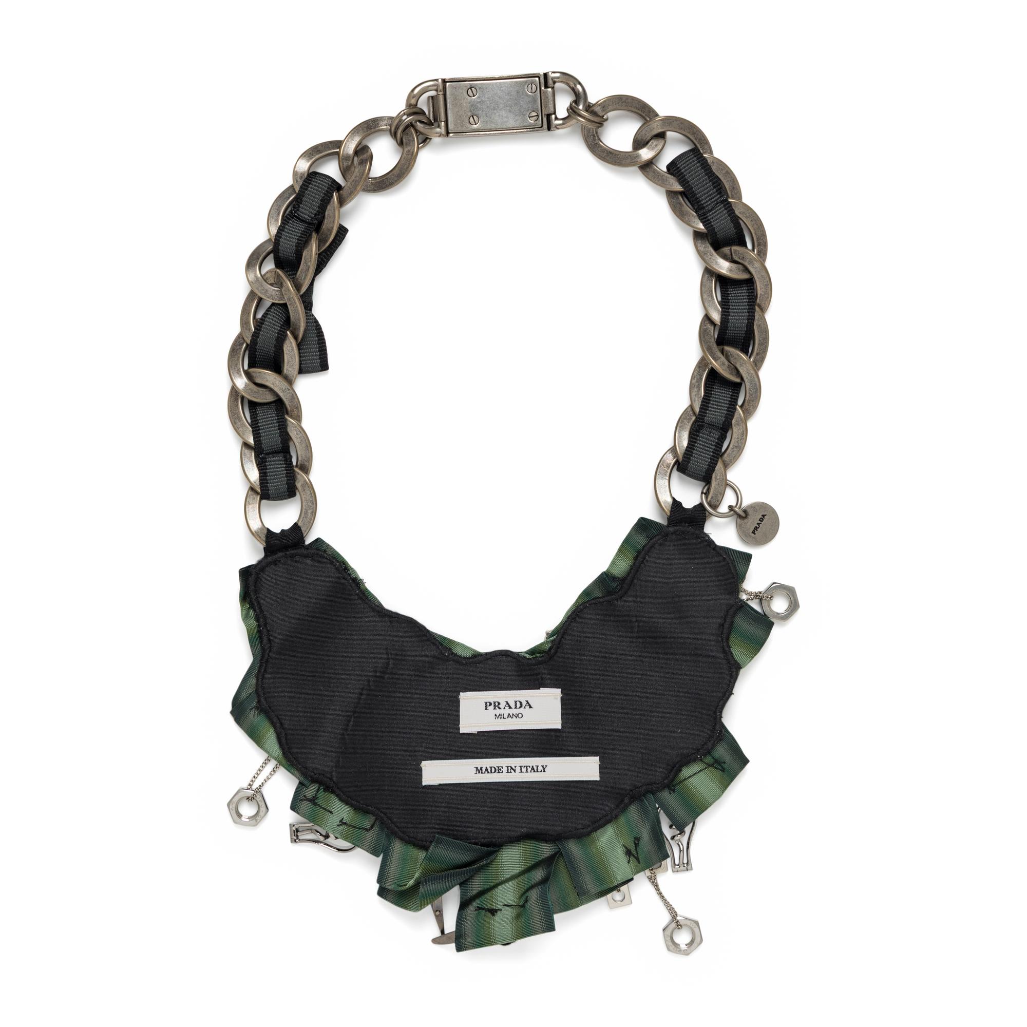 Prada, Embellished Grosgrain Bib Necklace