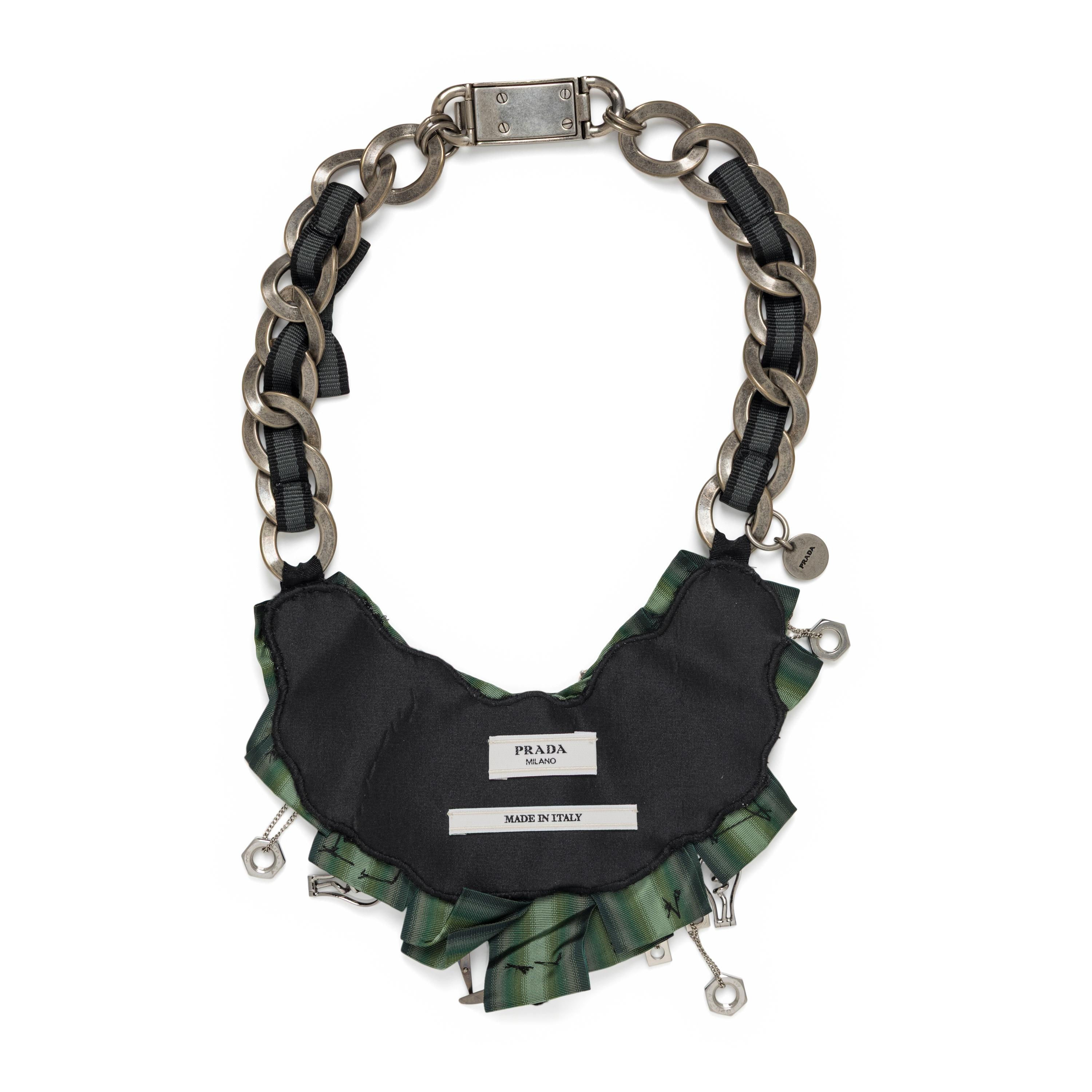 Prada, Embellished Grosgrain Bib Necklace