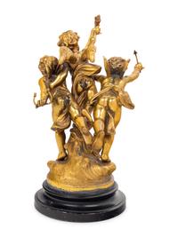 A Continental Gilt Bronze Figural Group