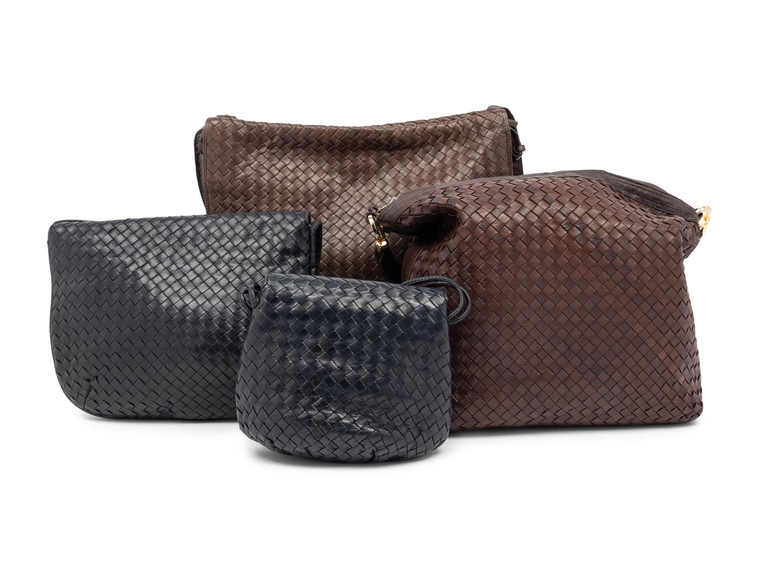 Two Black and Two Brown Bottega Veneta Bags