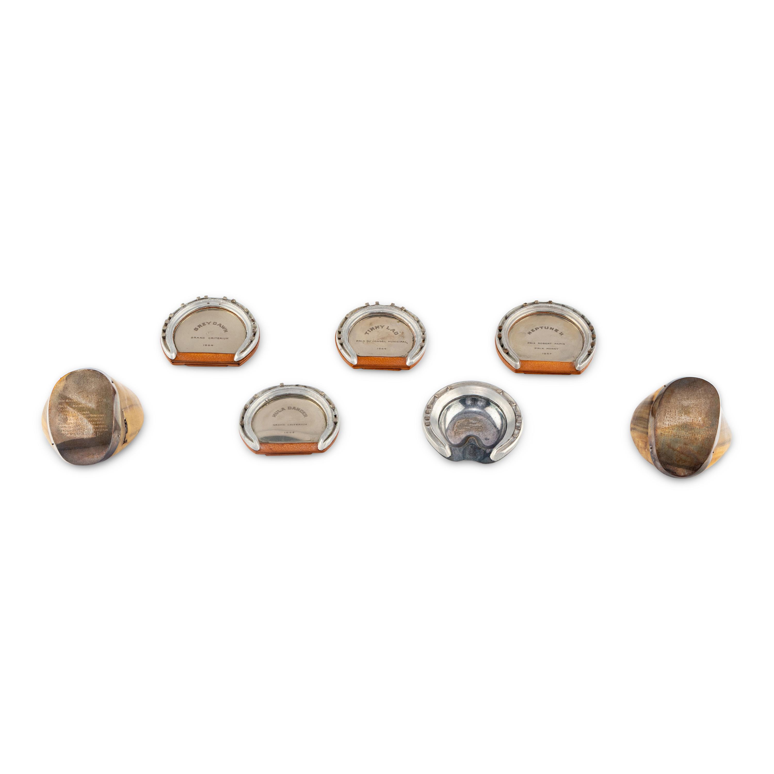 A Group of Five Hermès Mounted Commemorative Horseshoes