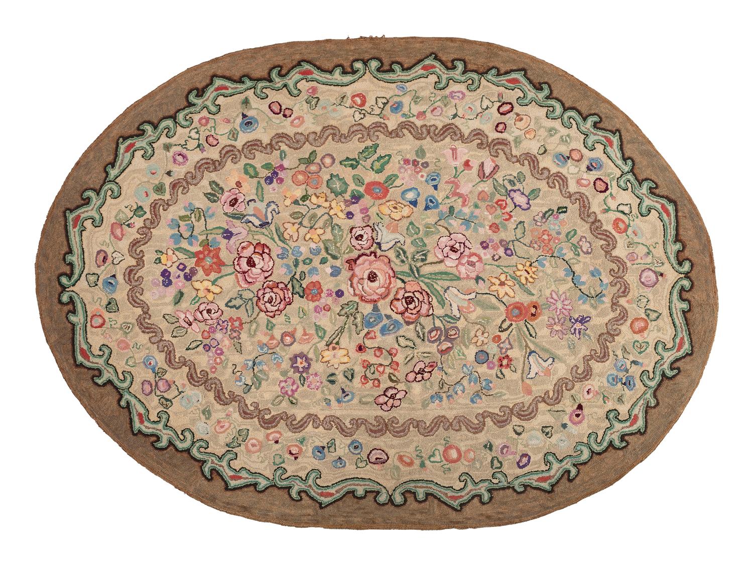 A Floral Hooked Rug