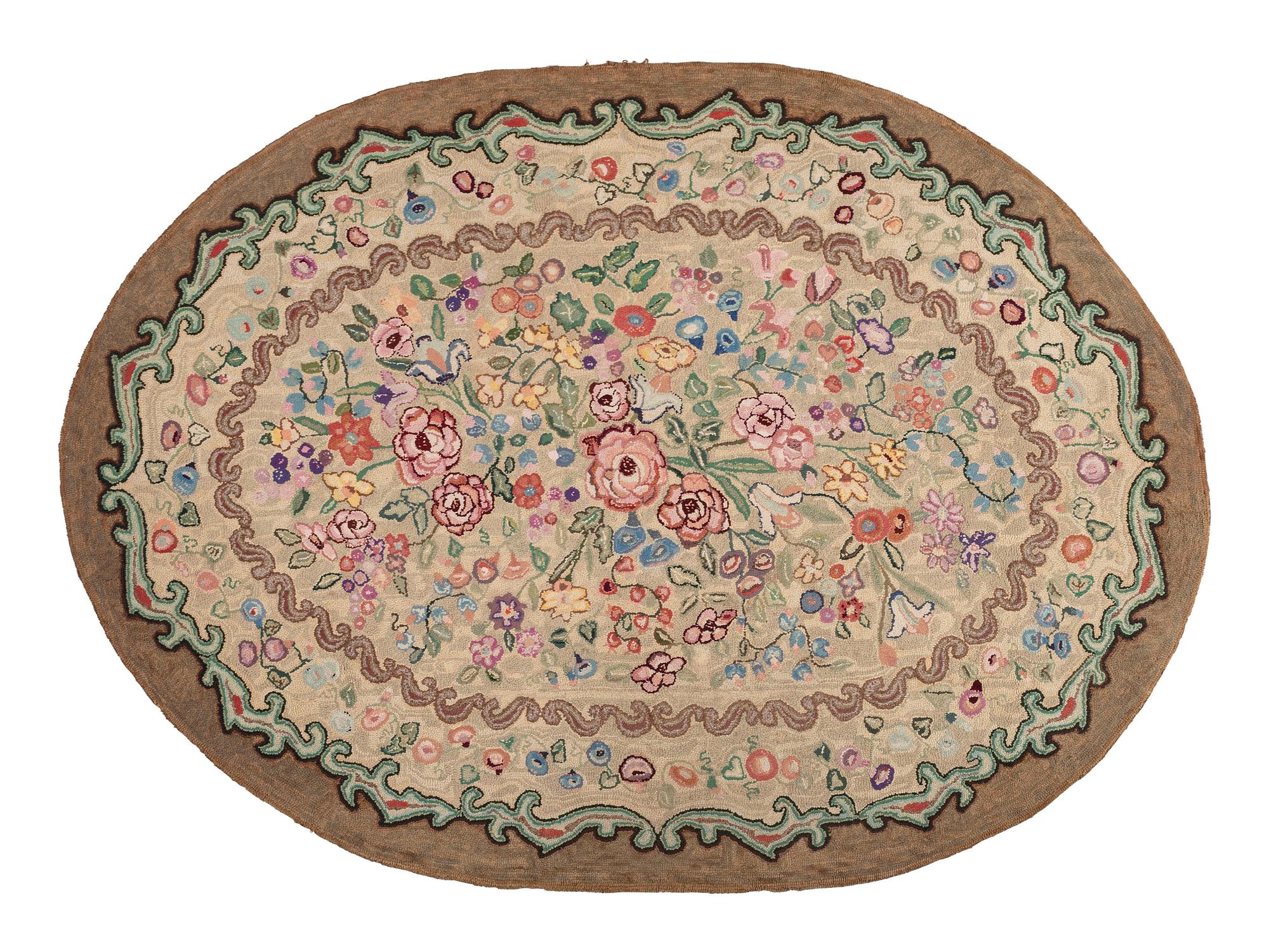 A Floral Hooked Rug