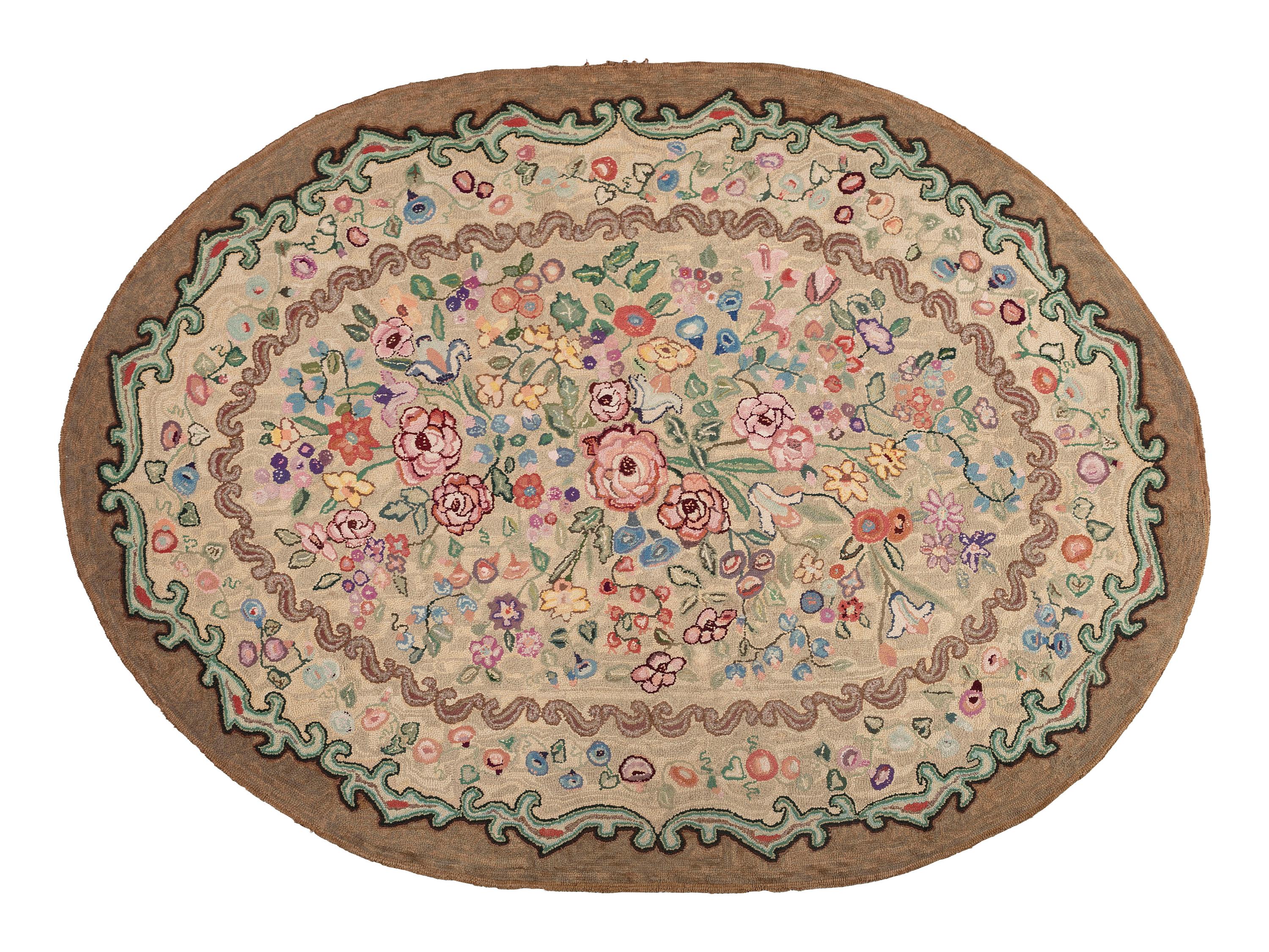 A Floral Hooked Rug