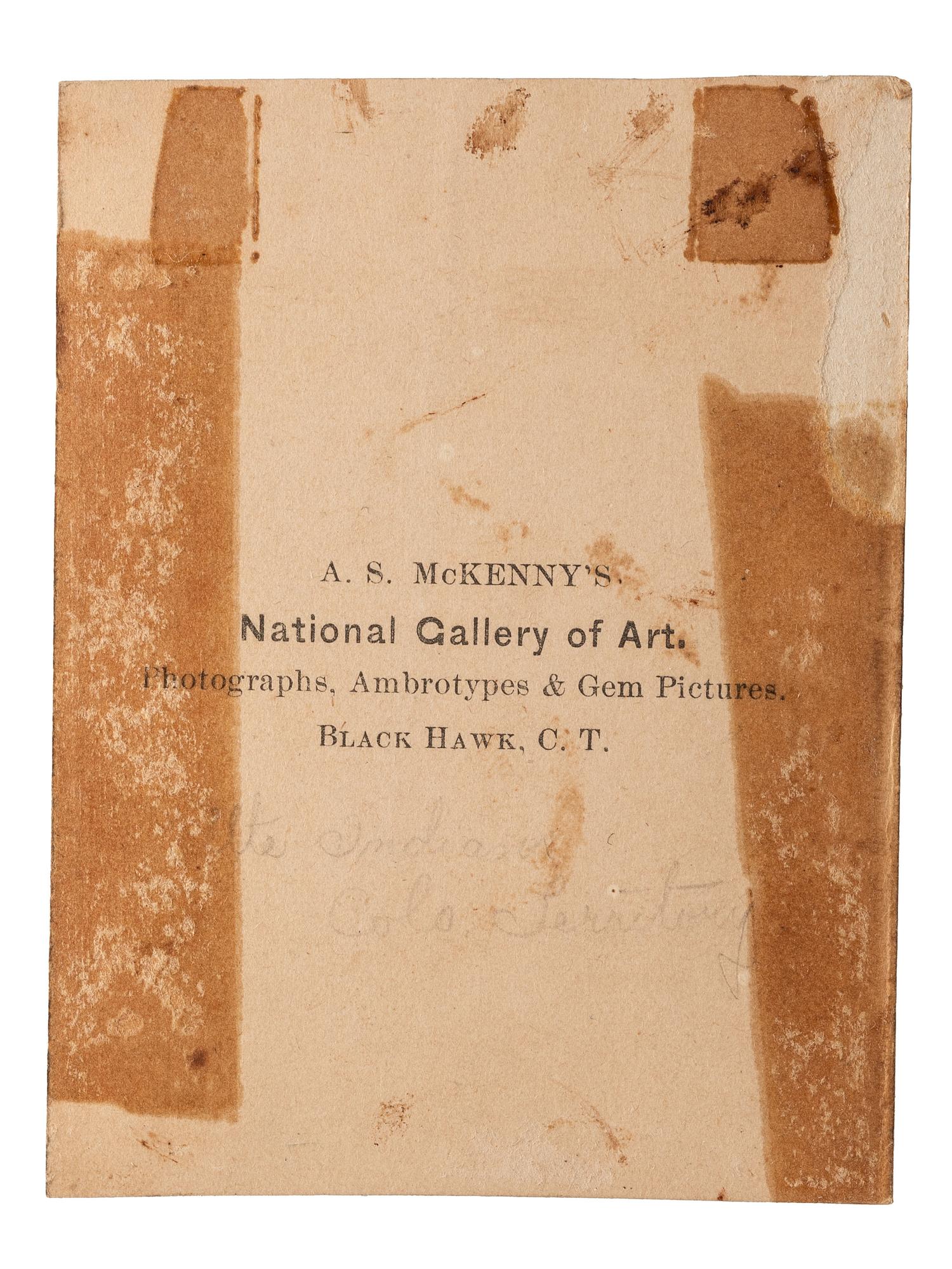 [NATIVE AMERICANS]. MCKENNY, A.S., photographer. CDV of Ute Indians in a studio setting. Blackhawk, Colorado Territory. Ca 1870.