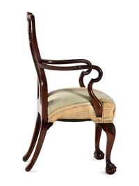A George II Style Burl-Walnut Shepherd's Crook Claw-and-Ball Foot Armchair