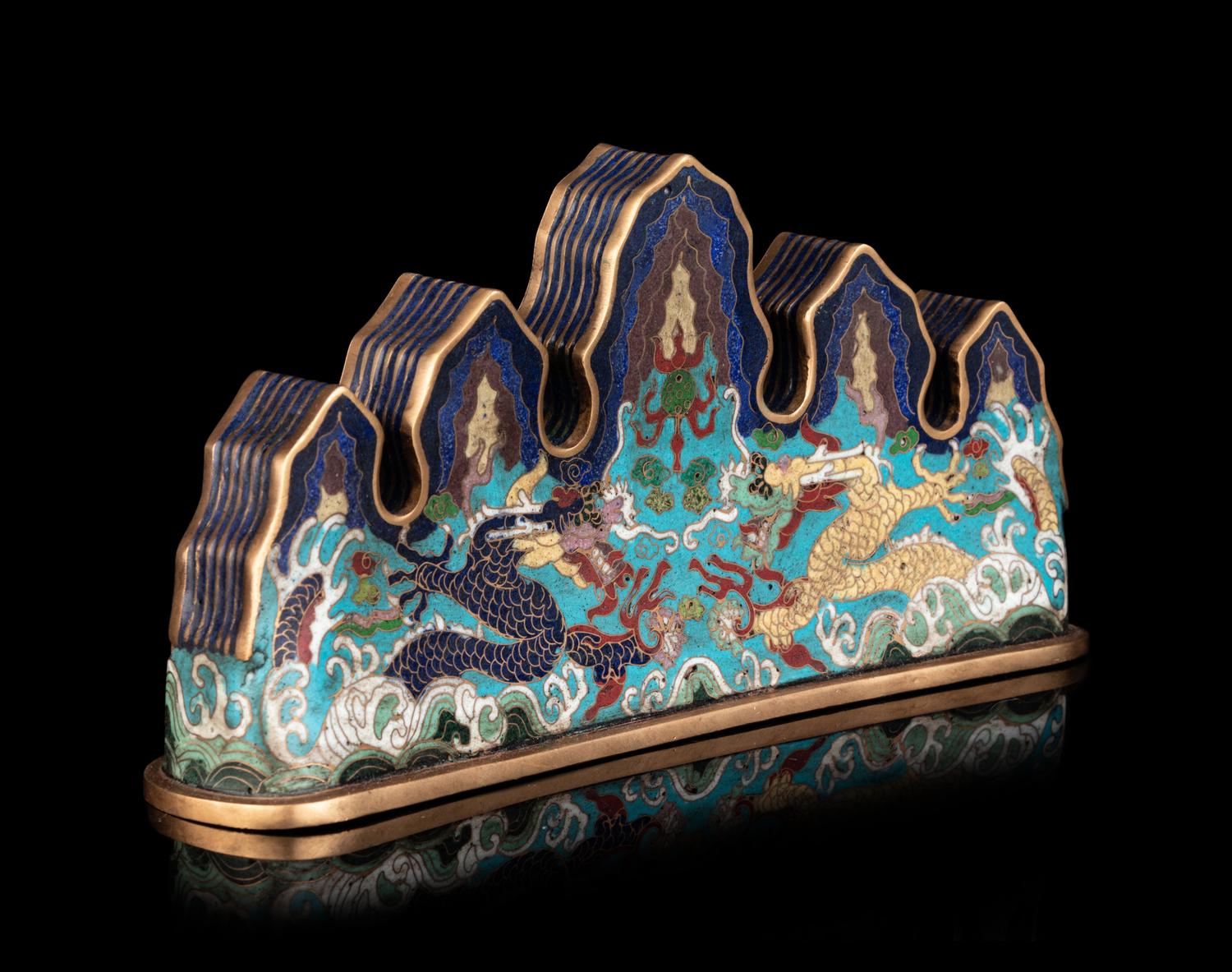 A Chinese Cloisonné Enamel Brushrest