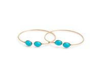 PAIR OF YELLOW GOLD AND TURQUOISE CUFF BRACELETS