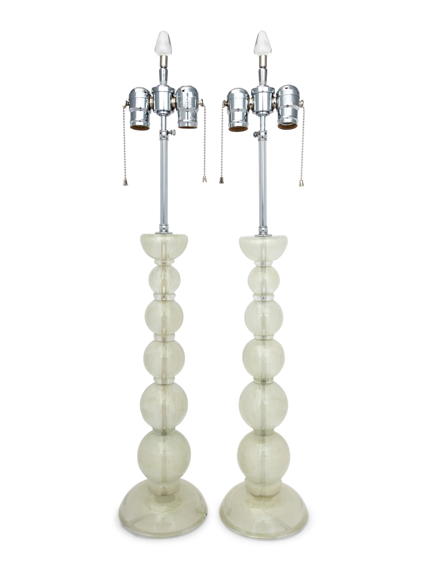 A Pair of Murano Style Glass Lamps