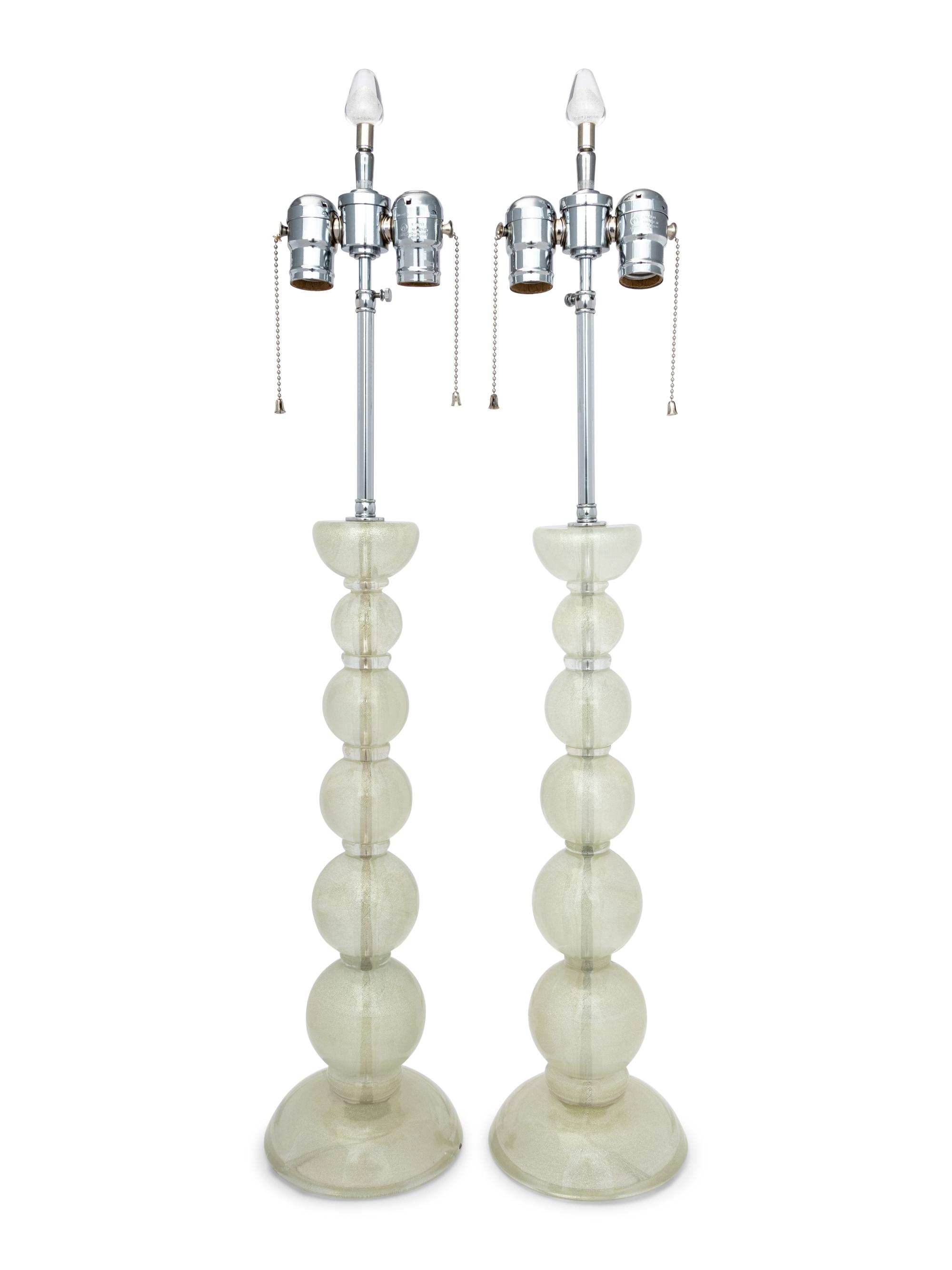 A Pair of Murano Style Glass Lamps