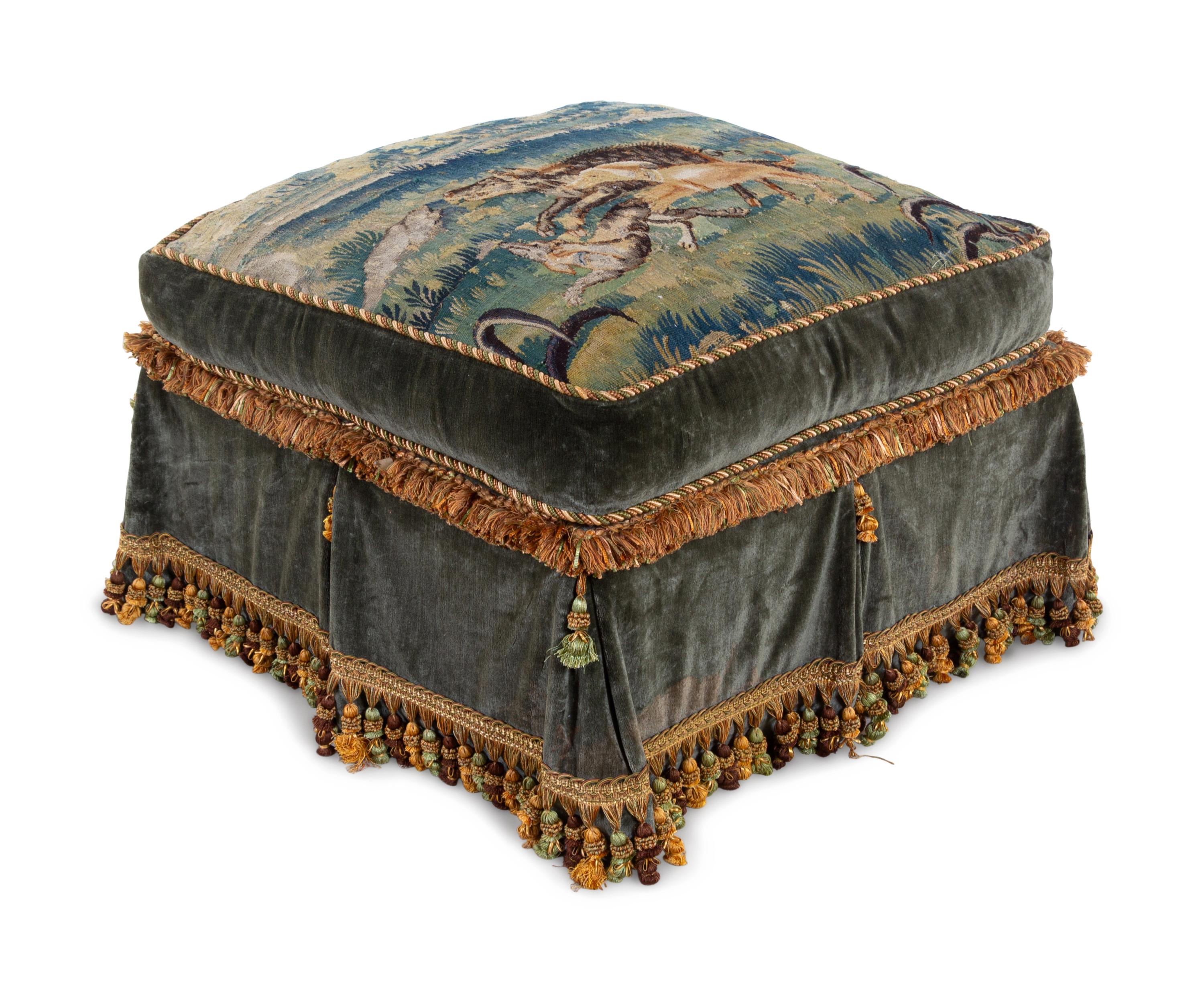 An Aubusson Tapestry Upholstered Ottoman