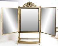 A Neoclassical Style Brass Three-Panel Dressing Mirror Height 29 inches. — EARLY 20TH CENTURY