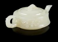 A White Jade Teapot Length 4 3/4 inches. — 19TH CENTURY