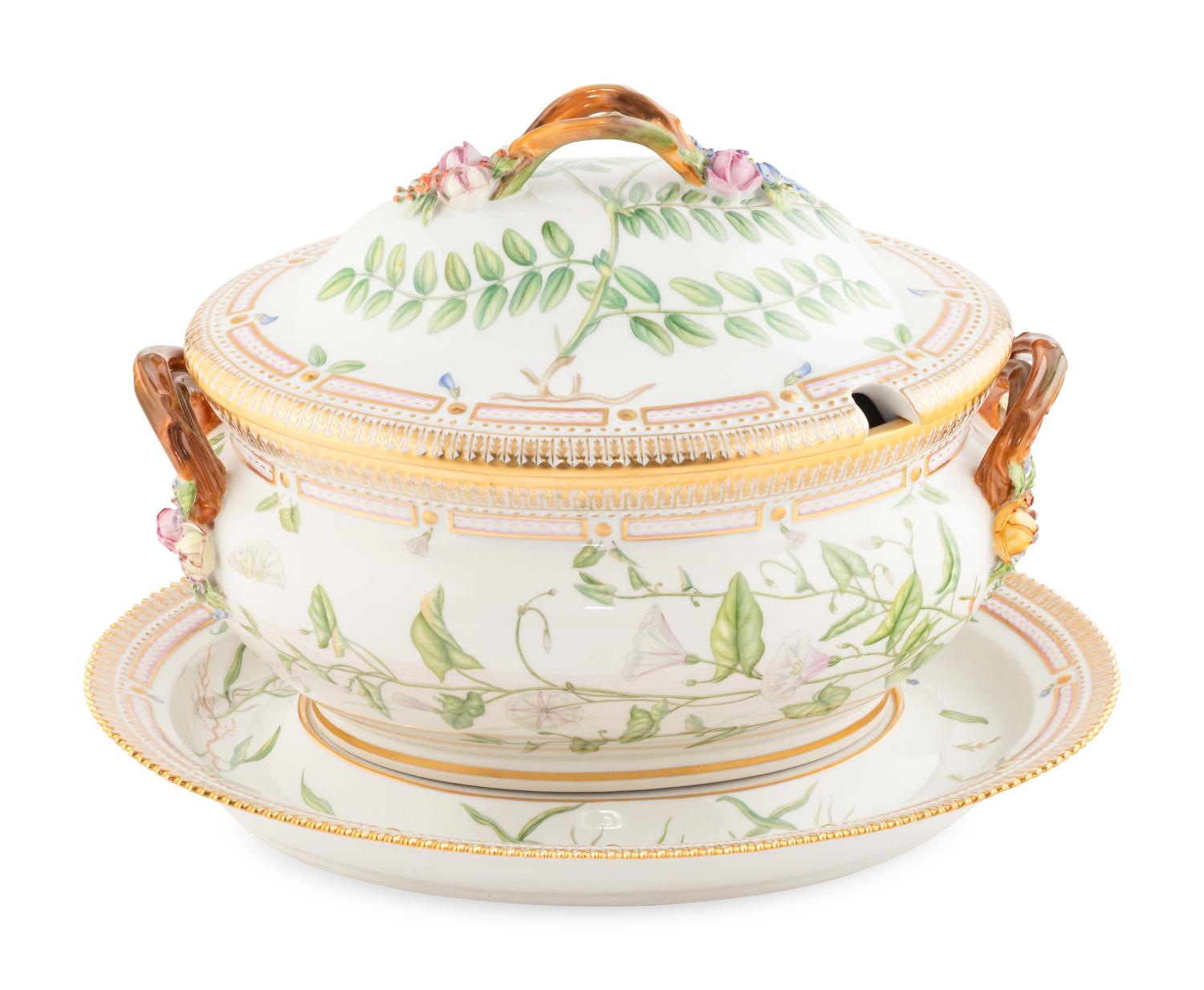 A Royal Copenhagen Flora Danica Porcelain Tureen and Underplate