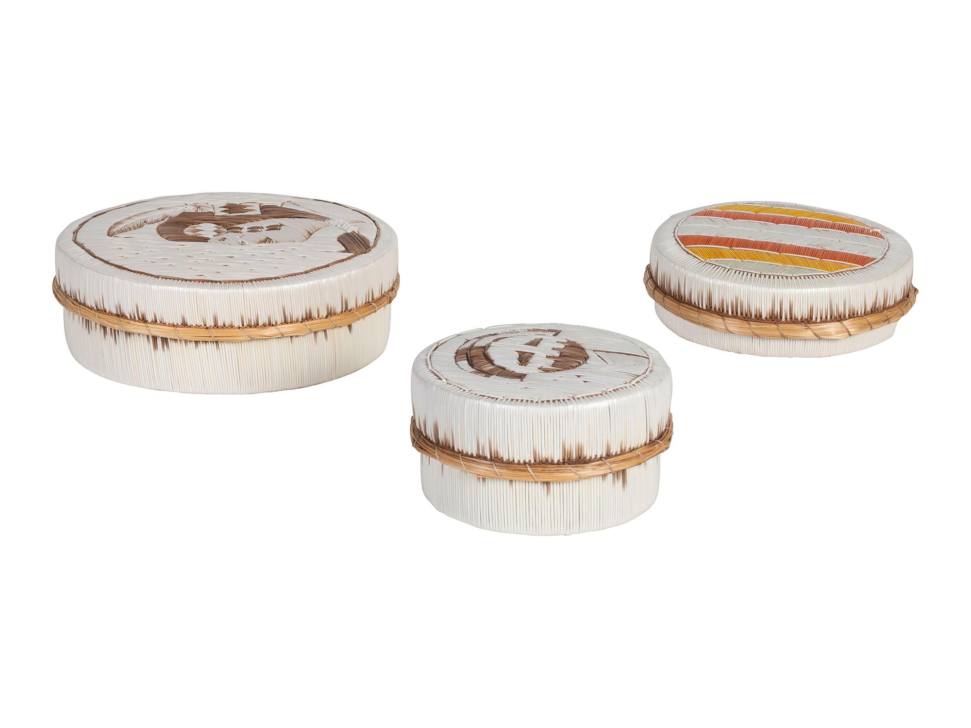 Anishinaabe Quilled Birchbark Boxes