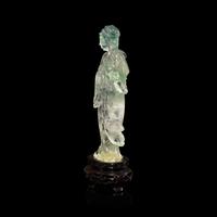 A Chinese Fluorite Standing Figure of a Lady, 20th Century — 近代 萤石刻美人擺件