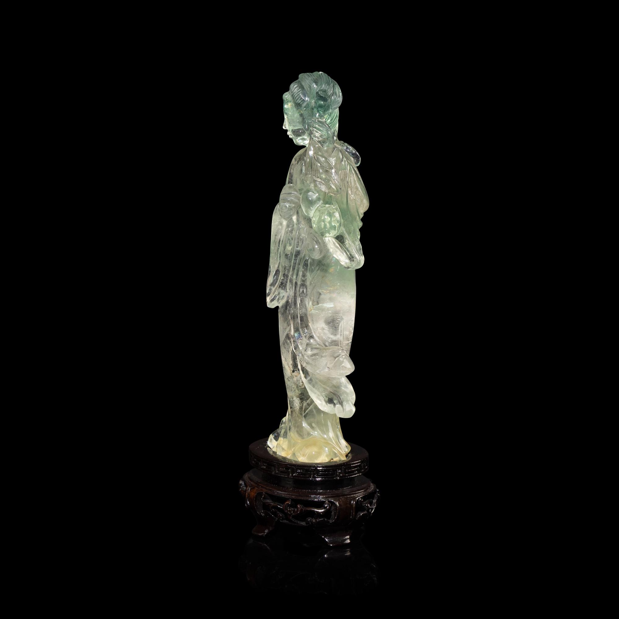 A Chinese Fluorite Standing Figure of a Lady, 20th Century — 近代 萤石刻美人擺件
