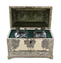 An Anglo-Indian Ivory Veneered Tea Caddy, Width 10 5/8 inches.
