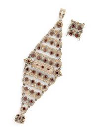 ANTIQUE, ENAMEL, SEED PEARL AND GARNET BRACELET