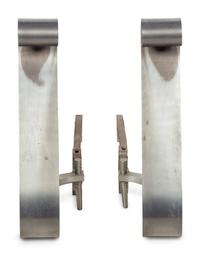 A Pair of Modernist Steel Scroll Andirons